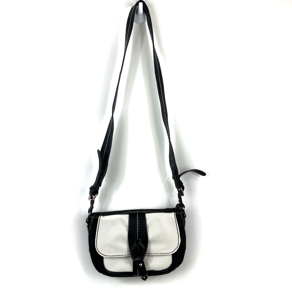 Youmi K Black White Leather Purse Crossbody